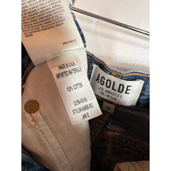 Agolde Denim Jamie High Rise Straight Leg Jean Medium Blue Distressed Capsule - Picture 8 of 10